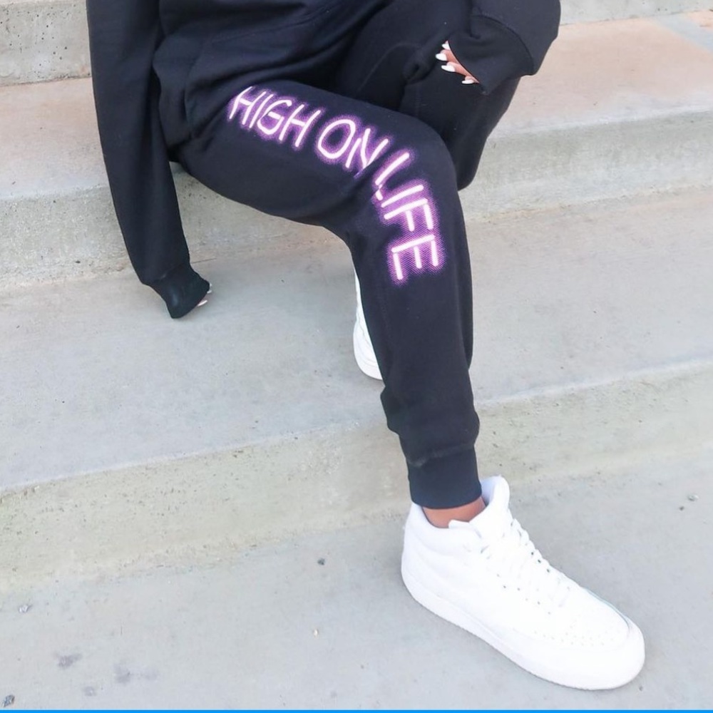 Sadie Crowell high on life sweatpants